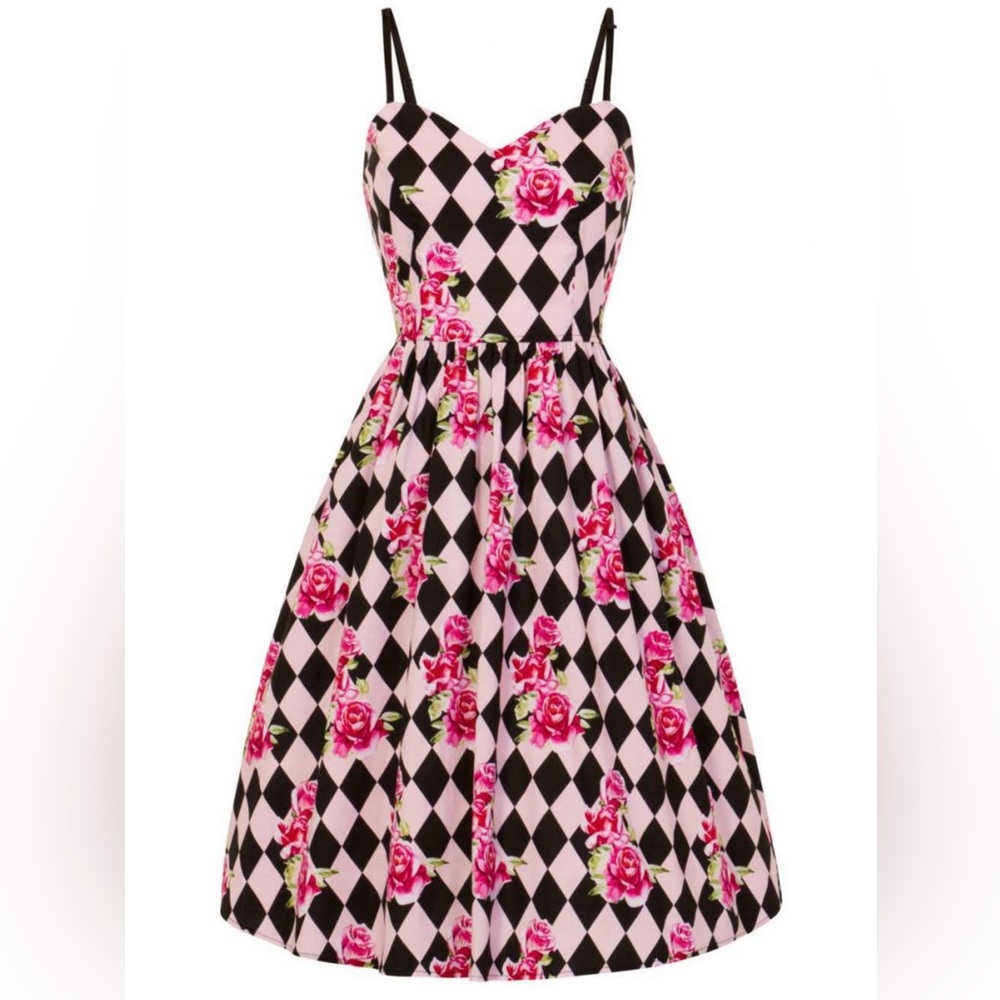 Hell Bunny Pink Harlequin 50’s Dress